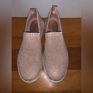 Michael Kors Rose Gold Skyler Knit Sparkle Sneakers Shoes Slip On Size 6M
